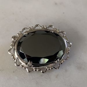 Faux Hematite Brooch